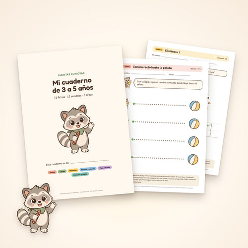 Cuaderno Manitas Curiosas: portada y fichas de la semana 1