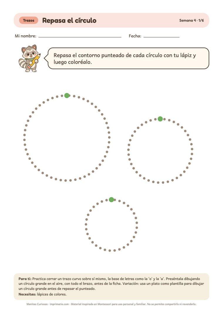 Ficha de trazos: repasa el círculo