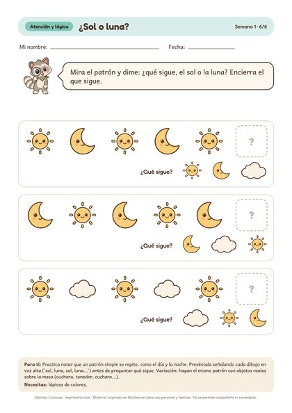 Ficha de patrones: ¿sol o luna?
